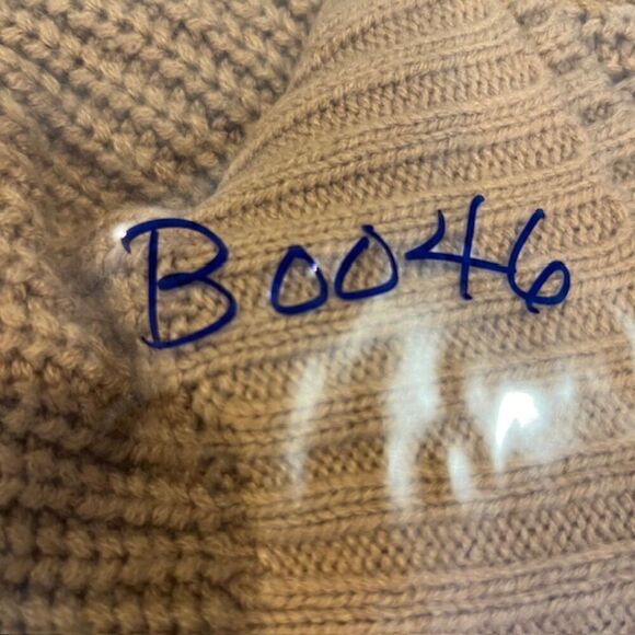 Nude Brand Open Back Cowl Neck Cable Knit Sweater Camel Size S/M - Picture 11 of 11